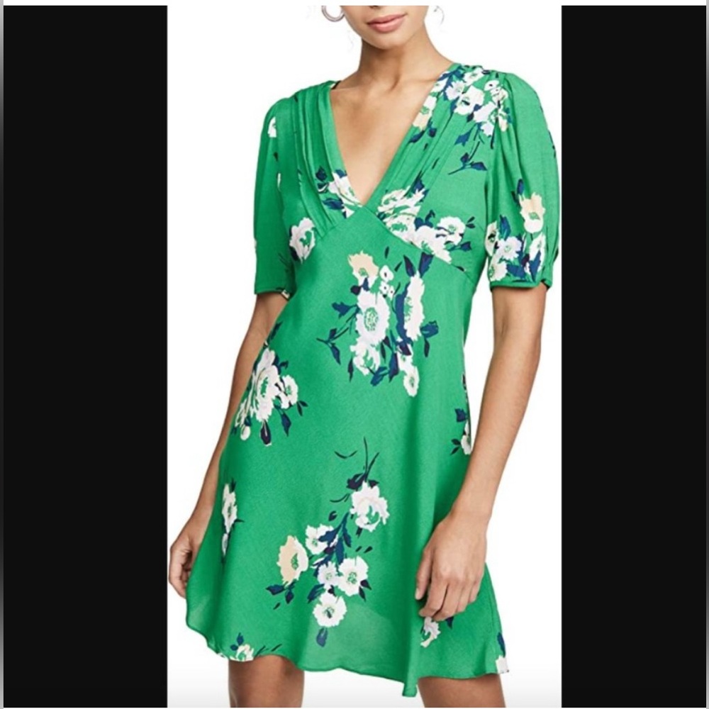 💚EUC Free People Neon Green Garden Floral Dress - Size 4